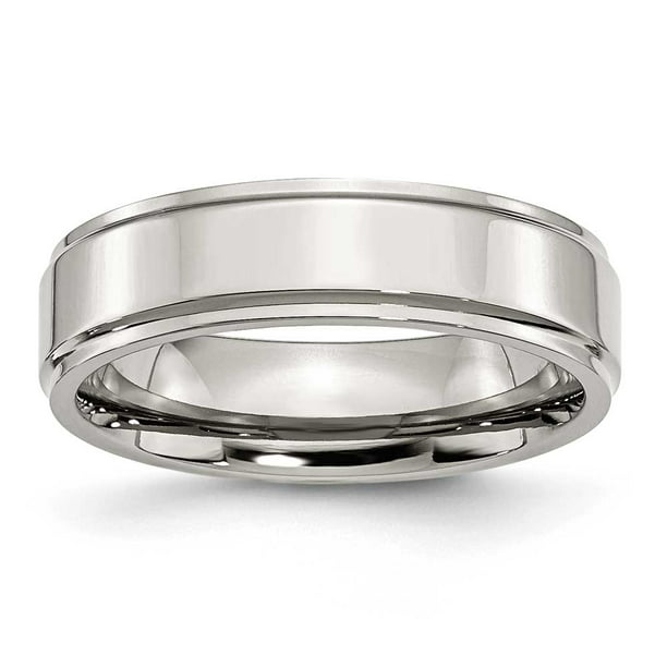 Stainless Steel Ridged Edge 6mm Polished Band 